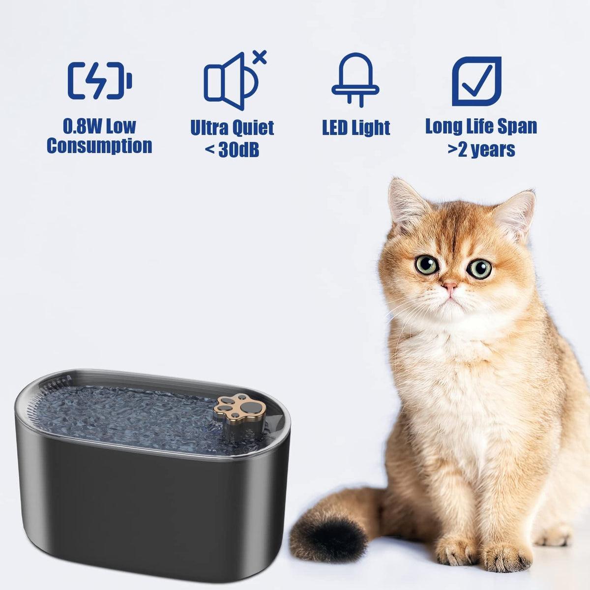 Fontaine à Eau Automatique 3L pour Chats et Chiens – Distributeur Ultra-Silencieux avec Filtre et Lumière LED