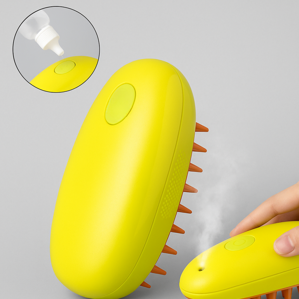 Cepillo de vapor eléctrico 3 en 1 para mascotas – Pulverizador, masaje y aseo para perros y gatos