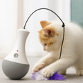 Automatic Interactive Cat Toy - 360° Rotation, Detachable Feathers, Silent Motor