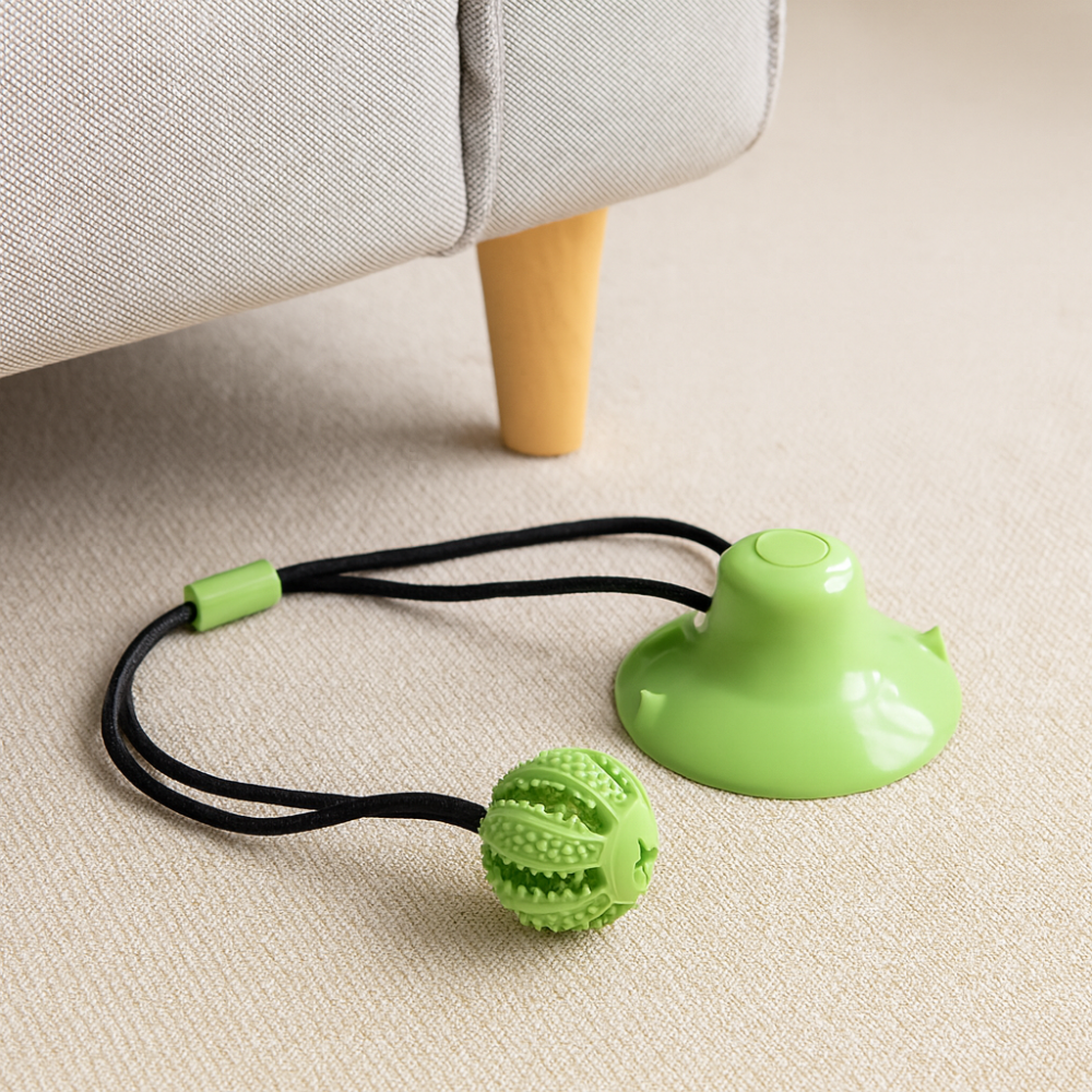 Juguete Interactivo para Masticar para Perros – Pelota Rompecabezas con Ventosa, Dispensador de Comida y Limpieza Dental