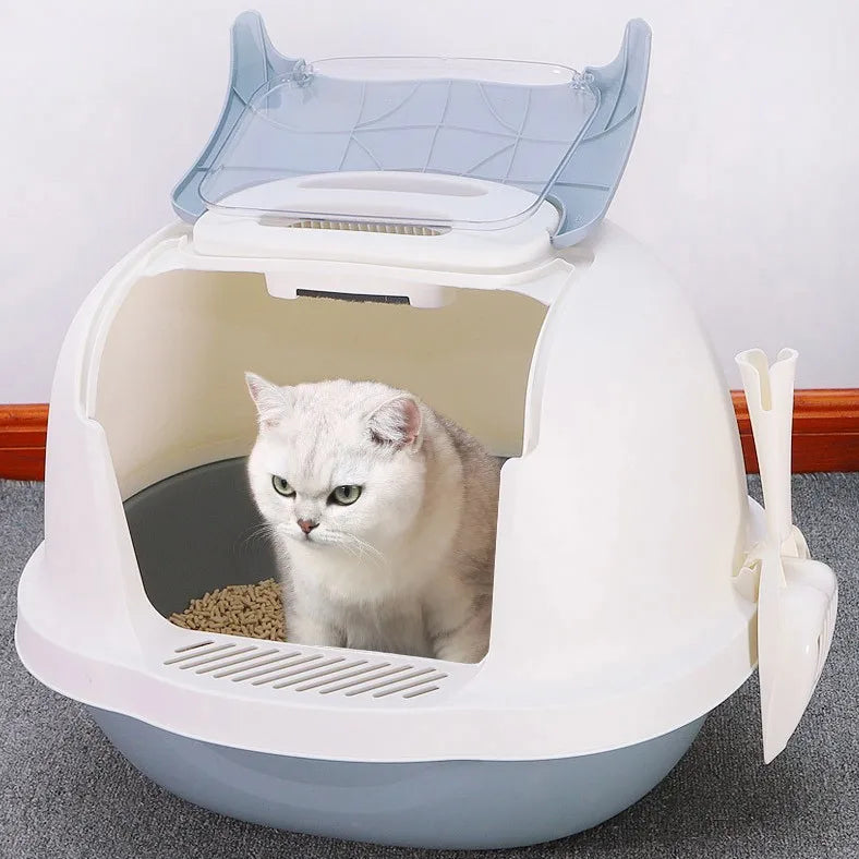 Litière pour chat en gros Double rabat pour animaux de compagnie Bac à litière automatique pour chat