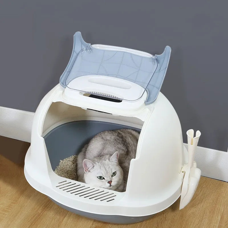 Litière pour chat en gros Double rabat pour animaux de compagnie Bac à litière automatique pour chat