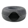 Wholesale Luxury Creative Double-Storey Donuts Shape Custom Felt Pet Cat Bed New Hot Manufacturer's Peekaboo Cat Cave Solid
