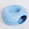 2023 New Design Solid Pattern Cat Tunnel Bed Washable Indoor Pet Cave Bed with Accessories Donut Cat Cave Tunnel