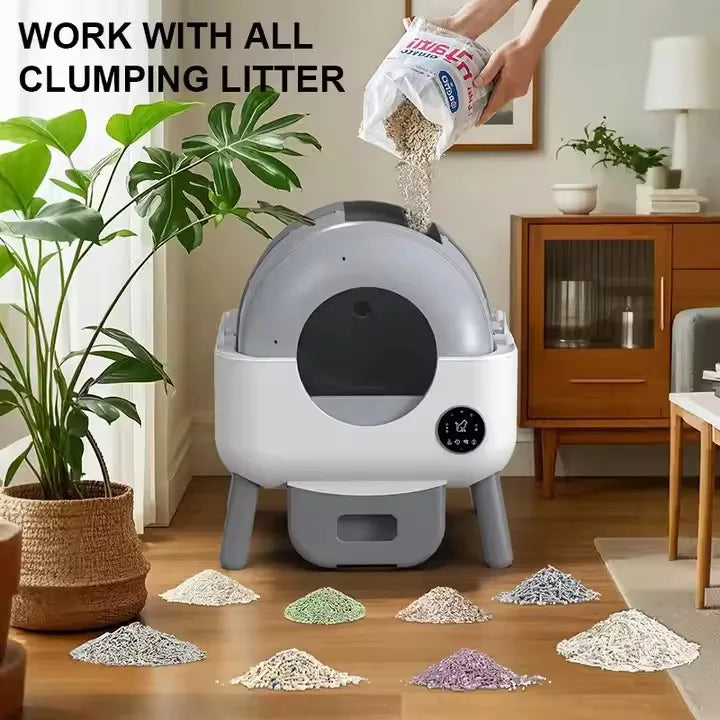 Litière automatique autonettoyante de luxe pour chat, avec WiFi, grand espace 76L, intelligente, nettoyage facile, élimination des odeurs