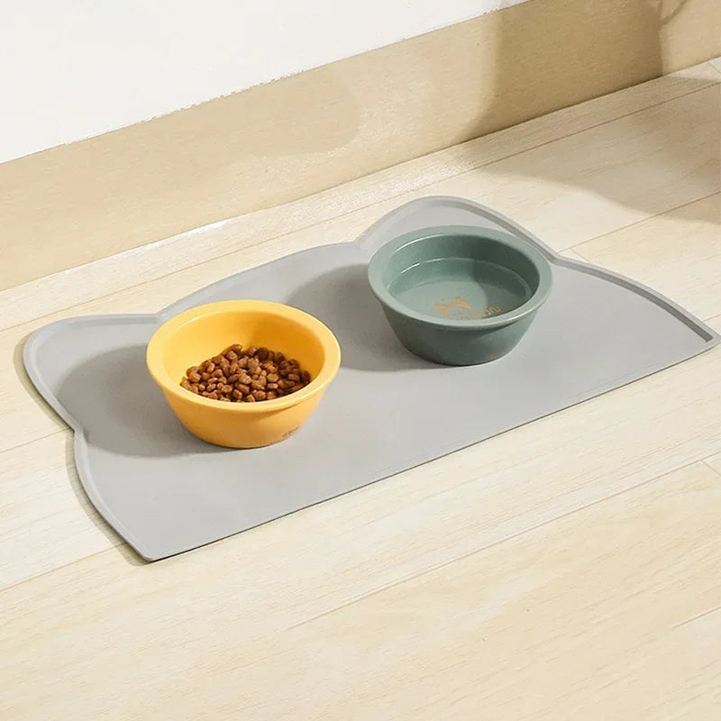 Tapis pour Chat en Silicone de Qualité Alimentaire Anti-dérapant Imperméable Anti-fuite pour Chats et Chiens Tapis de Gamelle Facile à Nettoyer
