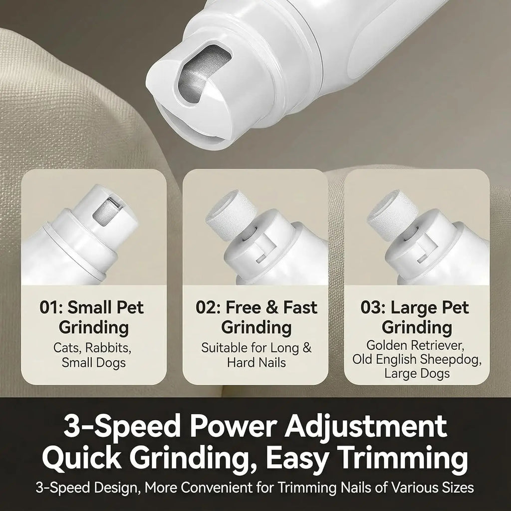 Lime à ongles pour chien 3 vitesses Faible vibration Coupe-ongles électrique pour animaux de compagnie avec affichage numérique Rechargeable USB-C Lime à ongles pour chat