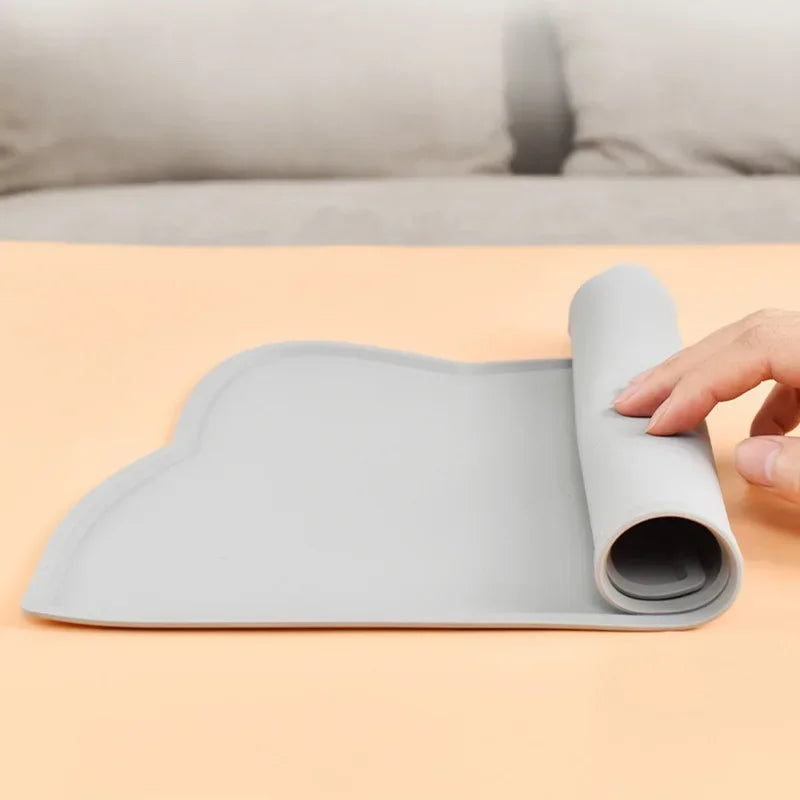 Tapis pour Chat en Silicone de Qualité Alimentaire Anti-dérapant Imperméable Anti-fuite pour Chats et Chiens Tapis de Gamelle Facile à Nettoyer