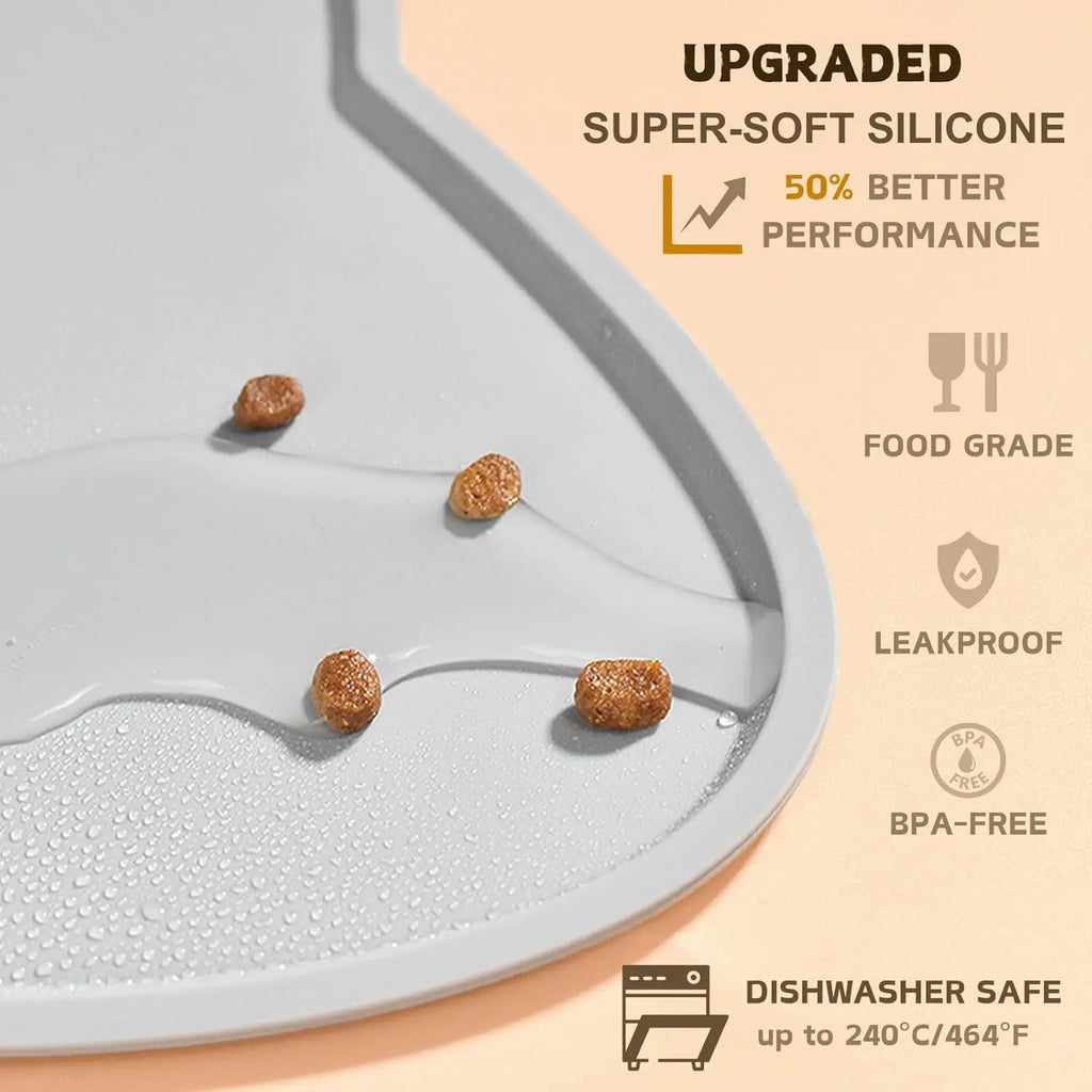 Tapis pour Chat en Silicone de Qualité Alimentaire Anti-dérapant Imperméable Anti-fuite pour Chats et Chiens Tapis de Gamelle Facile à Nettoyer