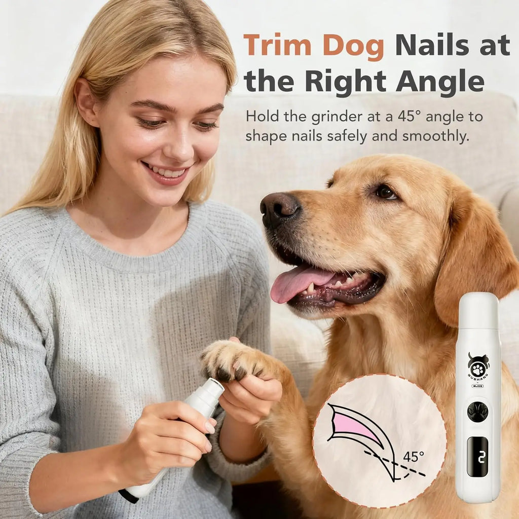 Lime à ongles pour chien 3 vitesses Faible vibration Coupe-ongles électrique pour animaux de compagnie avec affichage numérique Rechargeable USB-C Lime à ongles pour chat