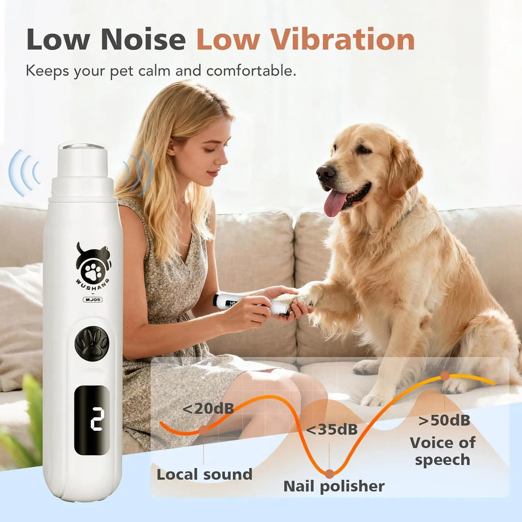 Lime à ongles pour chien 3 vitesses Faible vibration Coupe-ongles électrique pour animaux de compagnie avec affichage numérique Rechargeable USB-C Lime à ongles pour chat