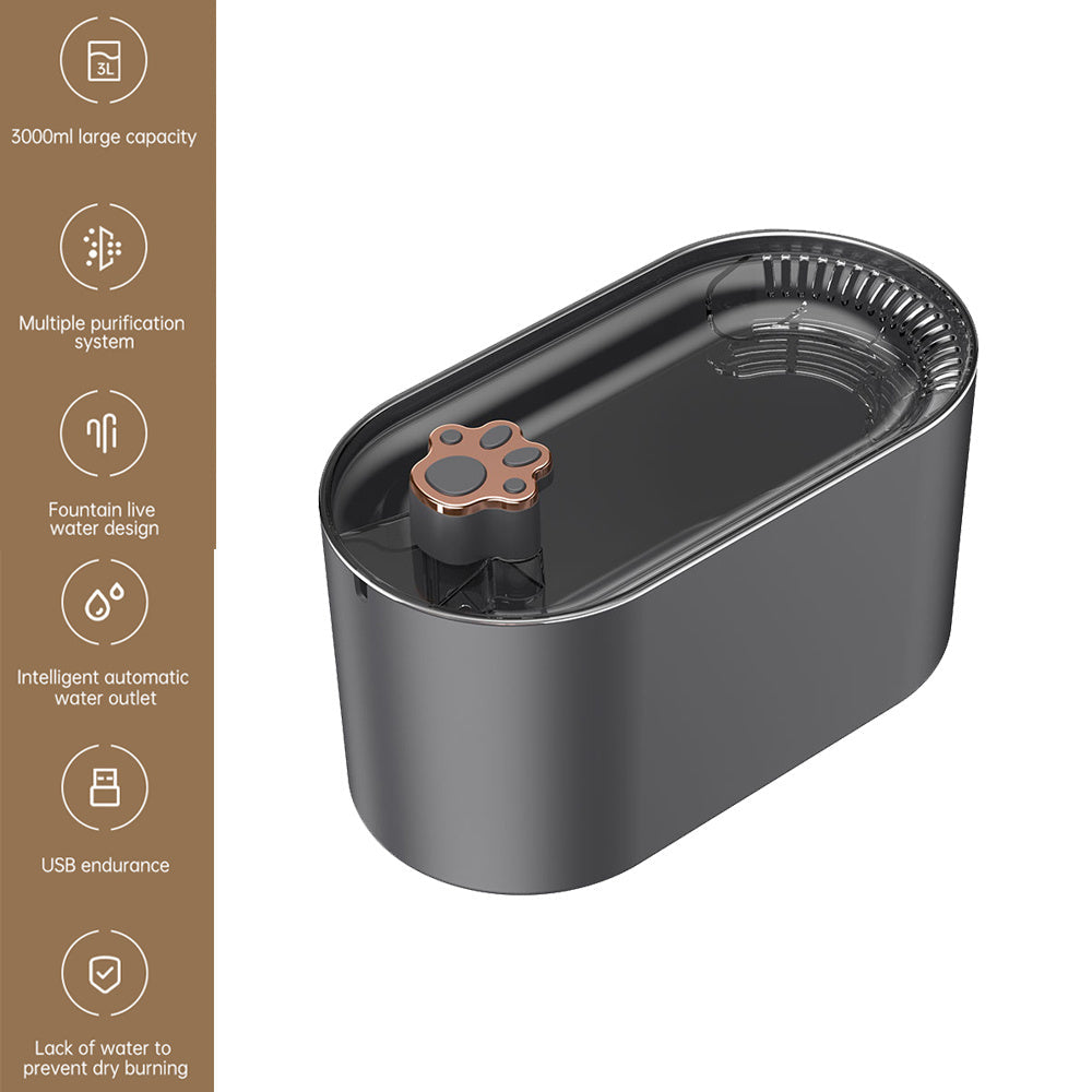 Fontaine à Eau Automatique 3L pour Chats et Chiens – Distributeur Ultra-Silencieux avec Filtre et Lumière LED